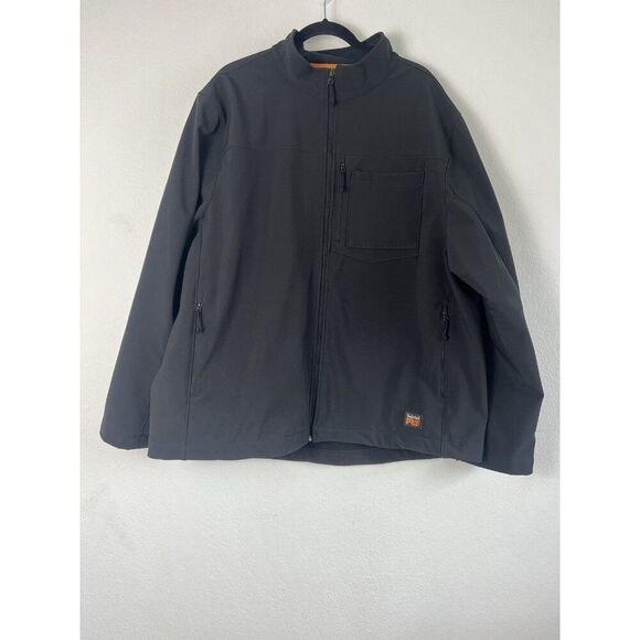 Men's Timberland PRO Power Windproof Black Orange Softshell Jacket Size XXL - Picture 1 of 12